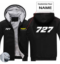 Thumbnail for 727 Flat Text Designed Zipped Sweatshirts