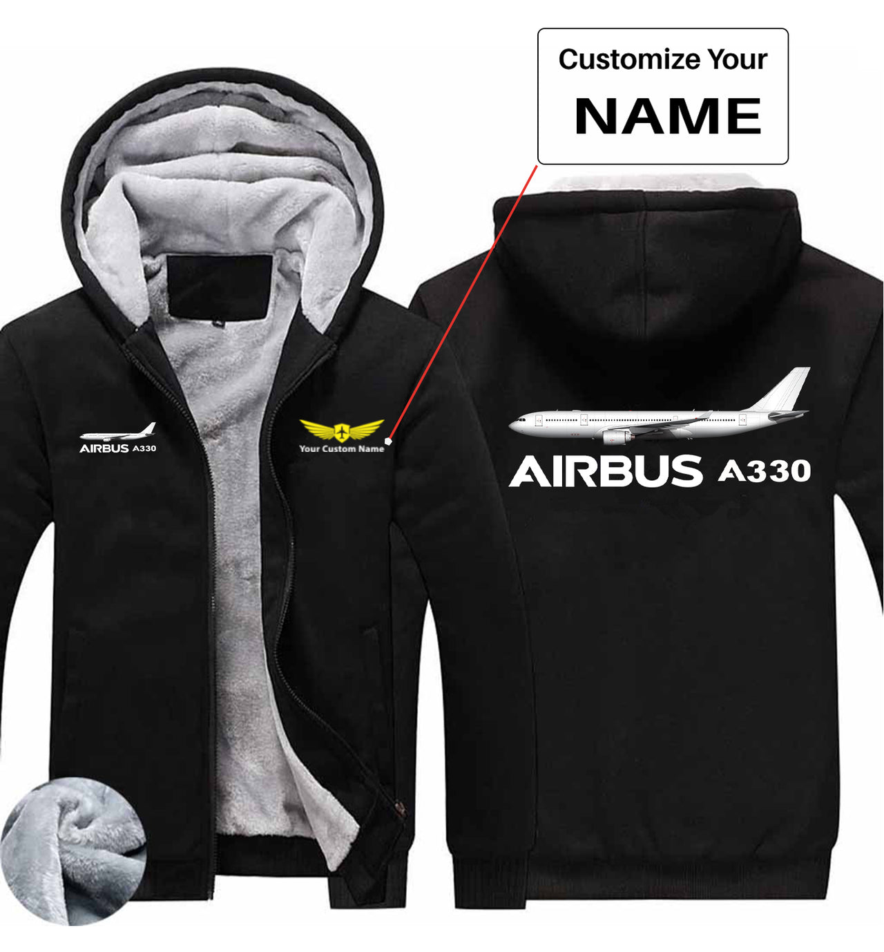 The Airbus A330 Designed Zipped Sweatshirts