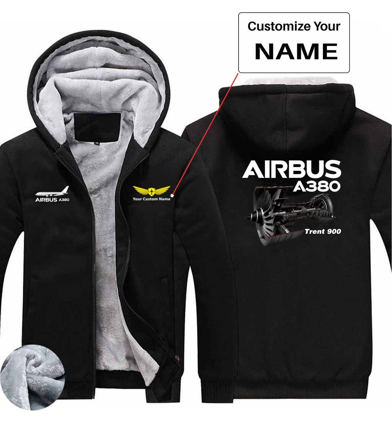 Airbus A380 & Trent 900 Engine Designed Zipped Sweatshirts