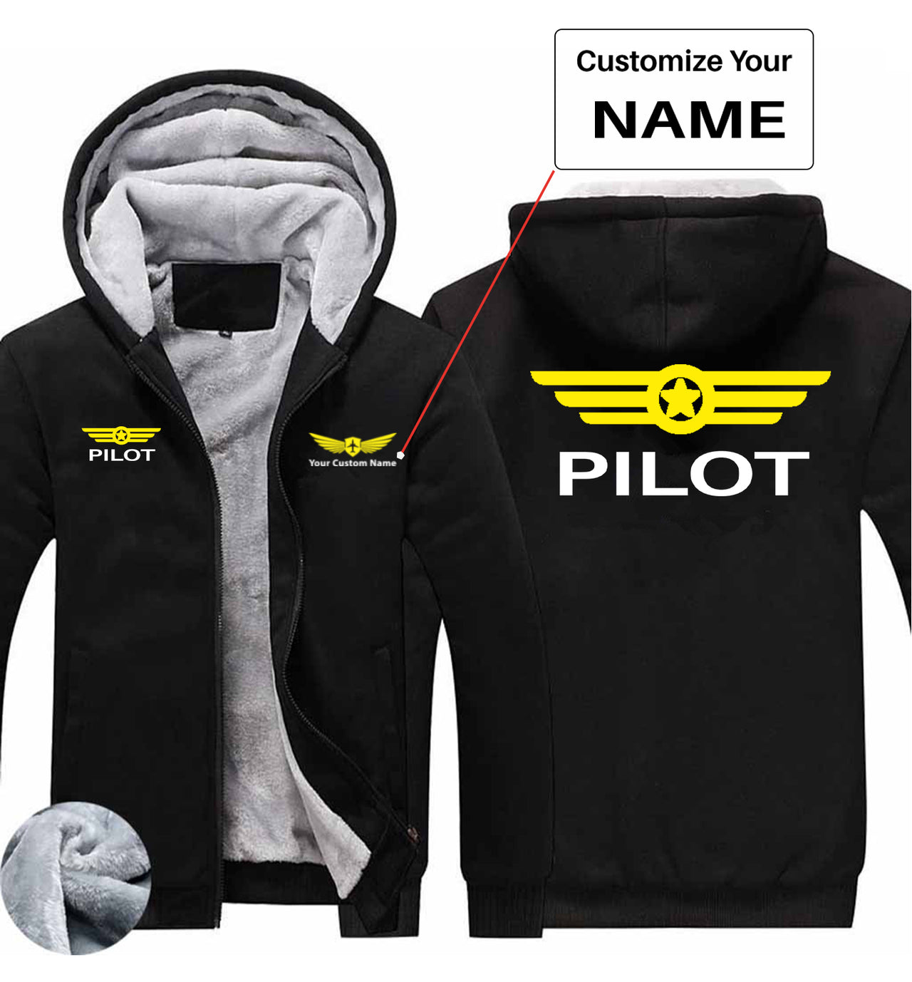 Pilot & Badge Designed Zipped Sweatshirts