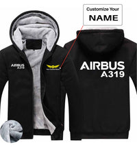 Thumbnail for Airbus A319 & Text Designed Zipped Sweatshirts