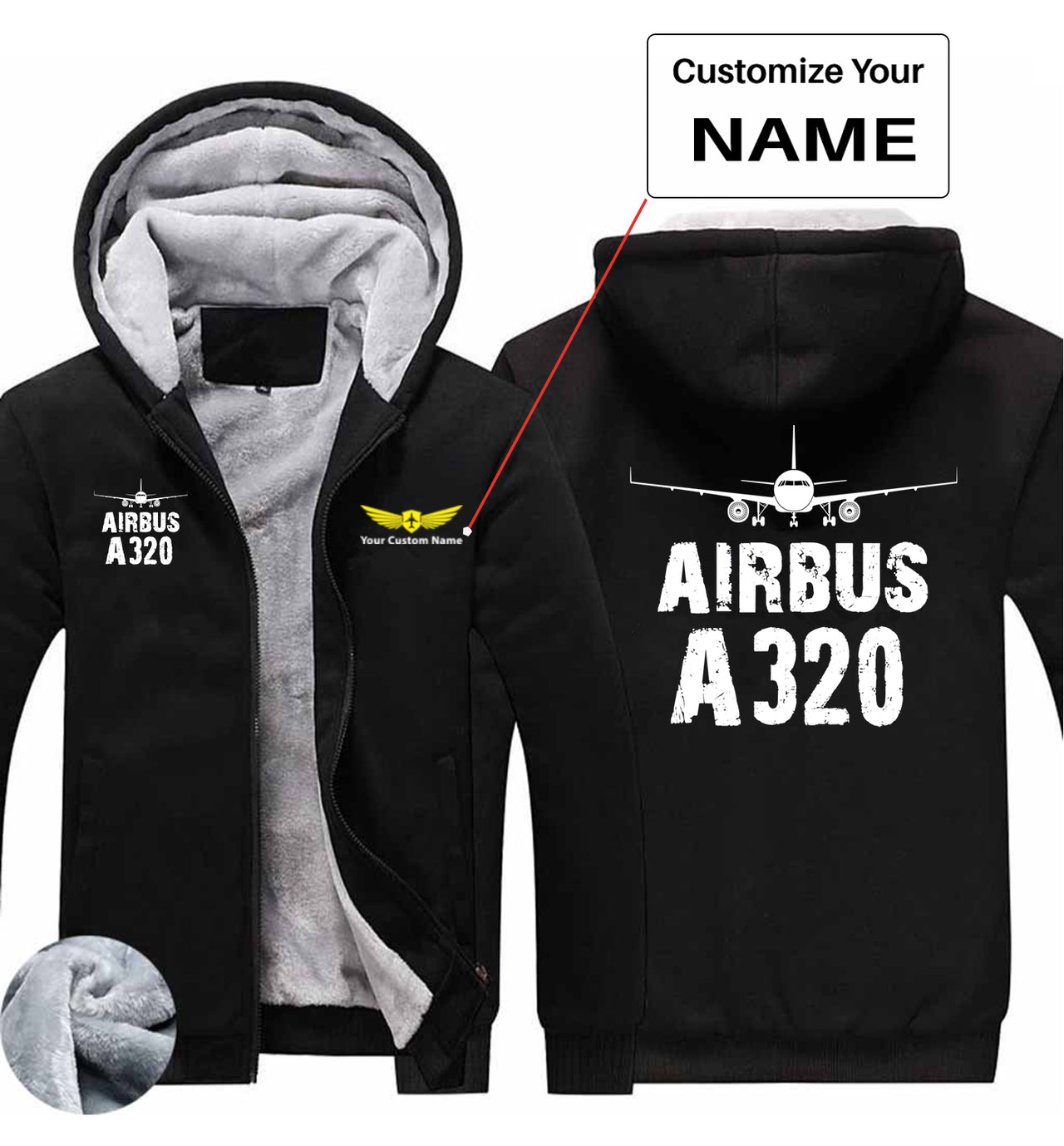Airbus A320 & Plane Designed Zipped Sweatshirts
