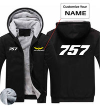 Thumbnail for 757 Flat Text Designed Zipped Sweatshirts