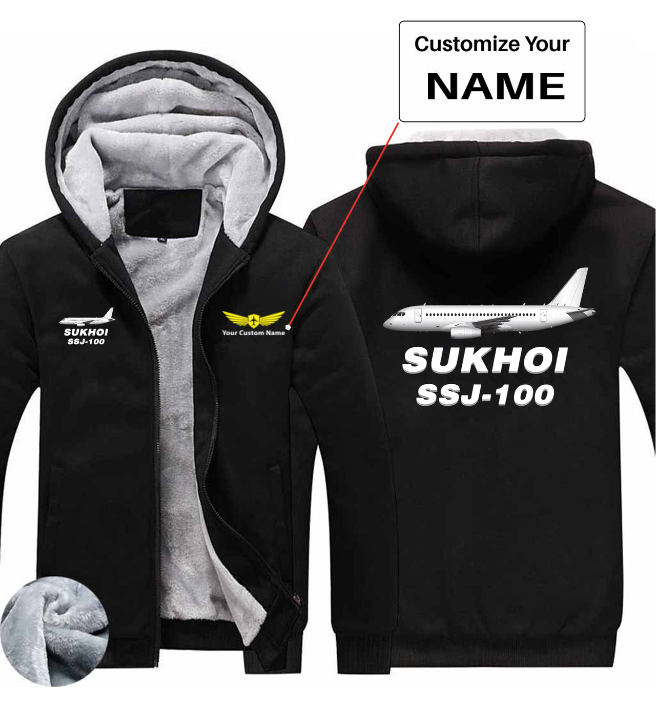 Sukhoi Superjet 100 Designed Zipped Sweatshirts
