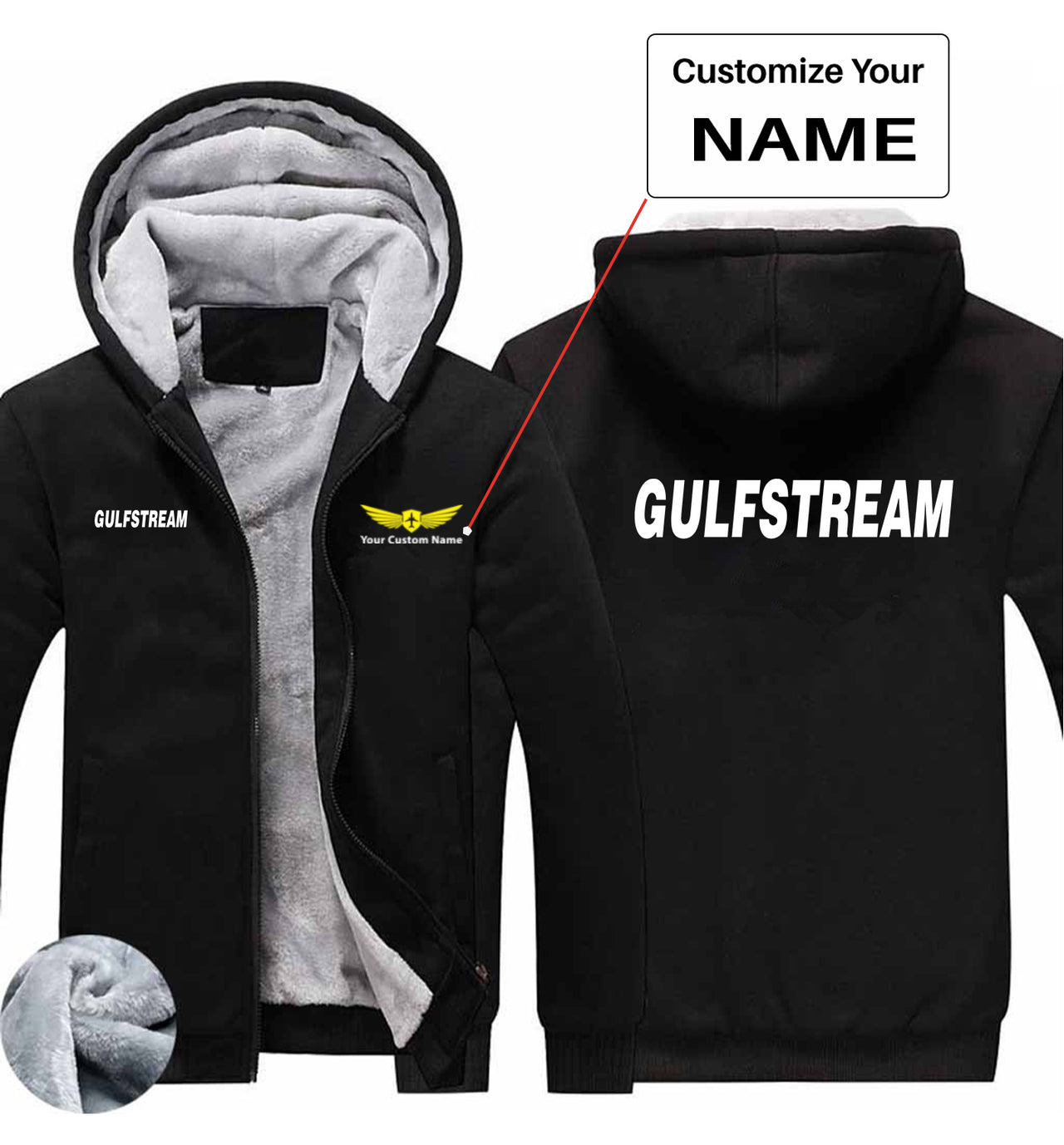 Gulfstream & Text Designed Zipped Sweatshirts