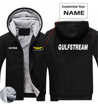 Thumbnail for Gulfstream & Text Designed Zipped Sweatshirts