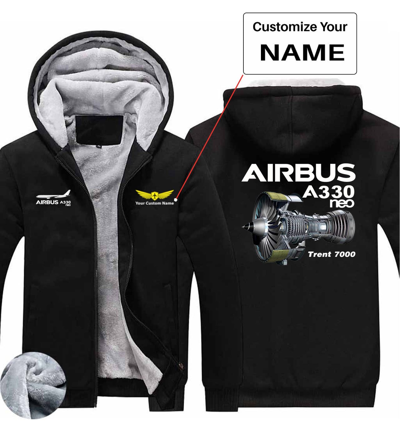 The Airbus A330neo Designed Zipped Sweatshirts