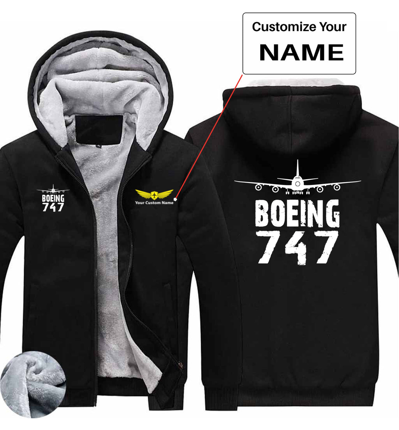 Boeing 747 & Plane Designed Zipped Sweatshirts