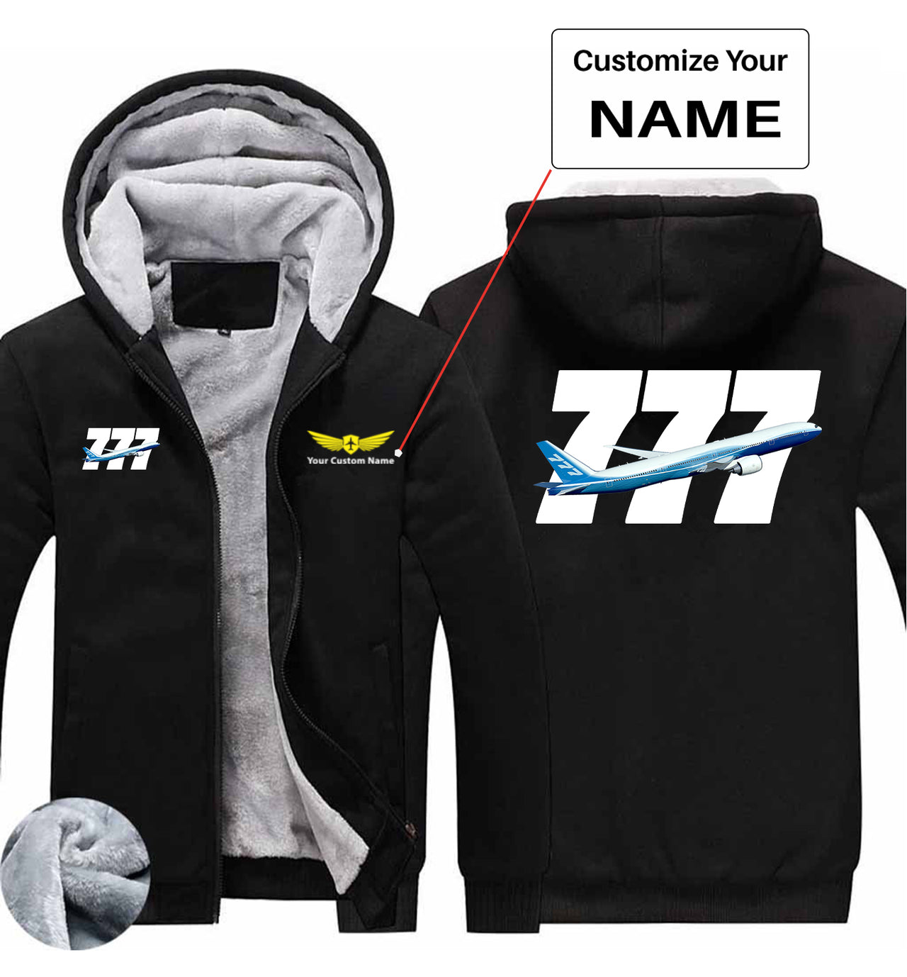 Super Boeing 777 Designed Zipped Sweatshirts