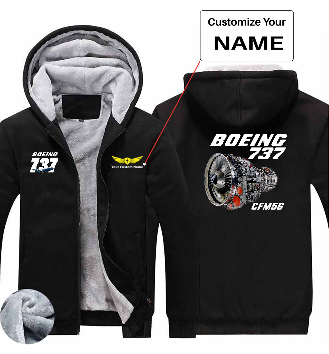 Boeing 737 Engine & CFM56 Designed Zipped Sweatshirts
