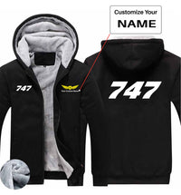 Thumbnail for 747 Flat Text Designed Zipped Sweatshirts