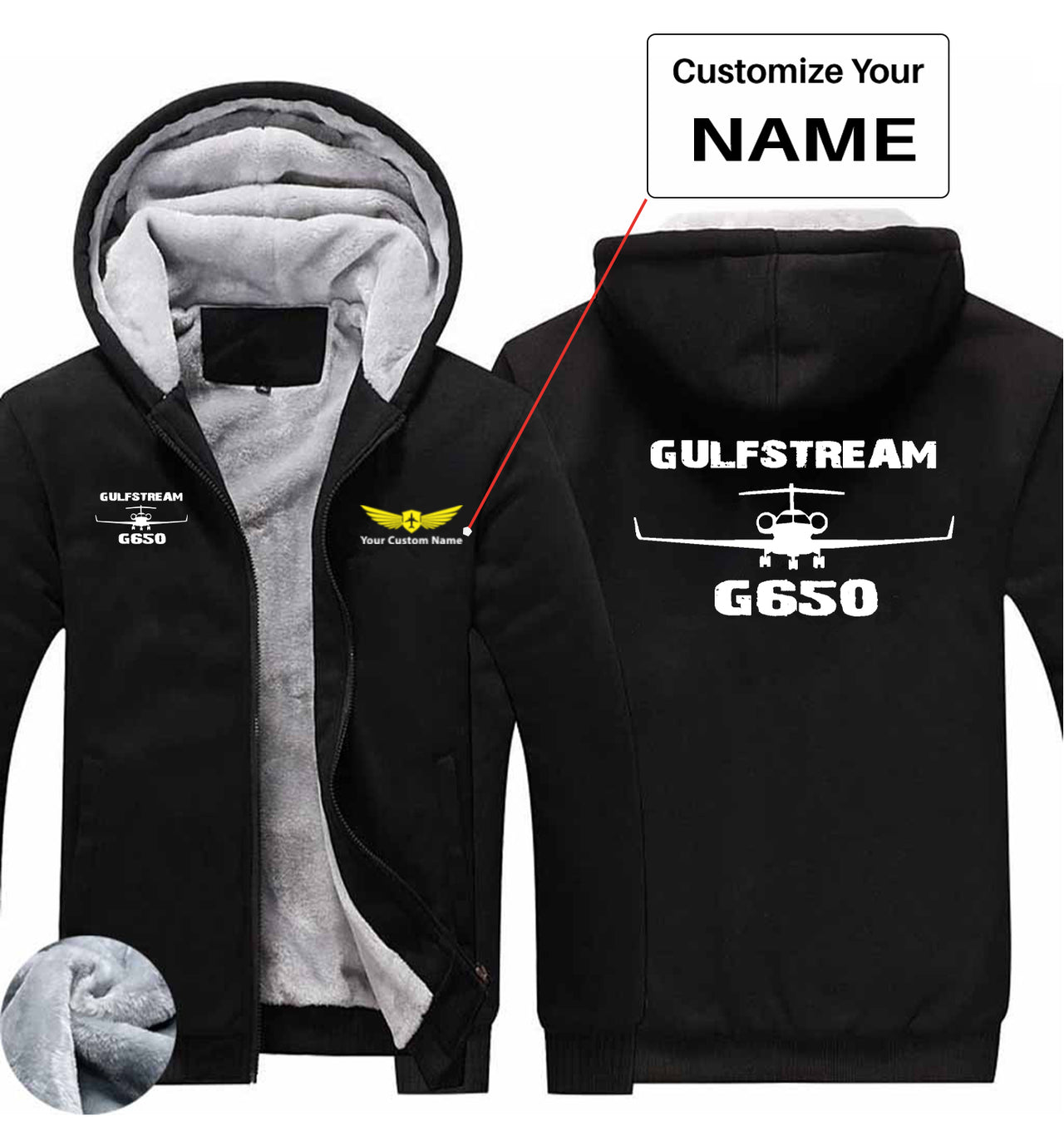 Gulfstream G650 & Plane Designed Zipped Sweatshirts