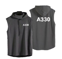 Thumbnail for A330 Flat Text Designed Hooded Tank Tops