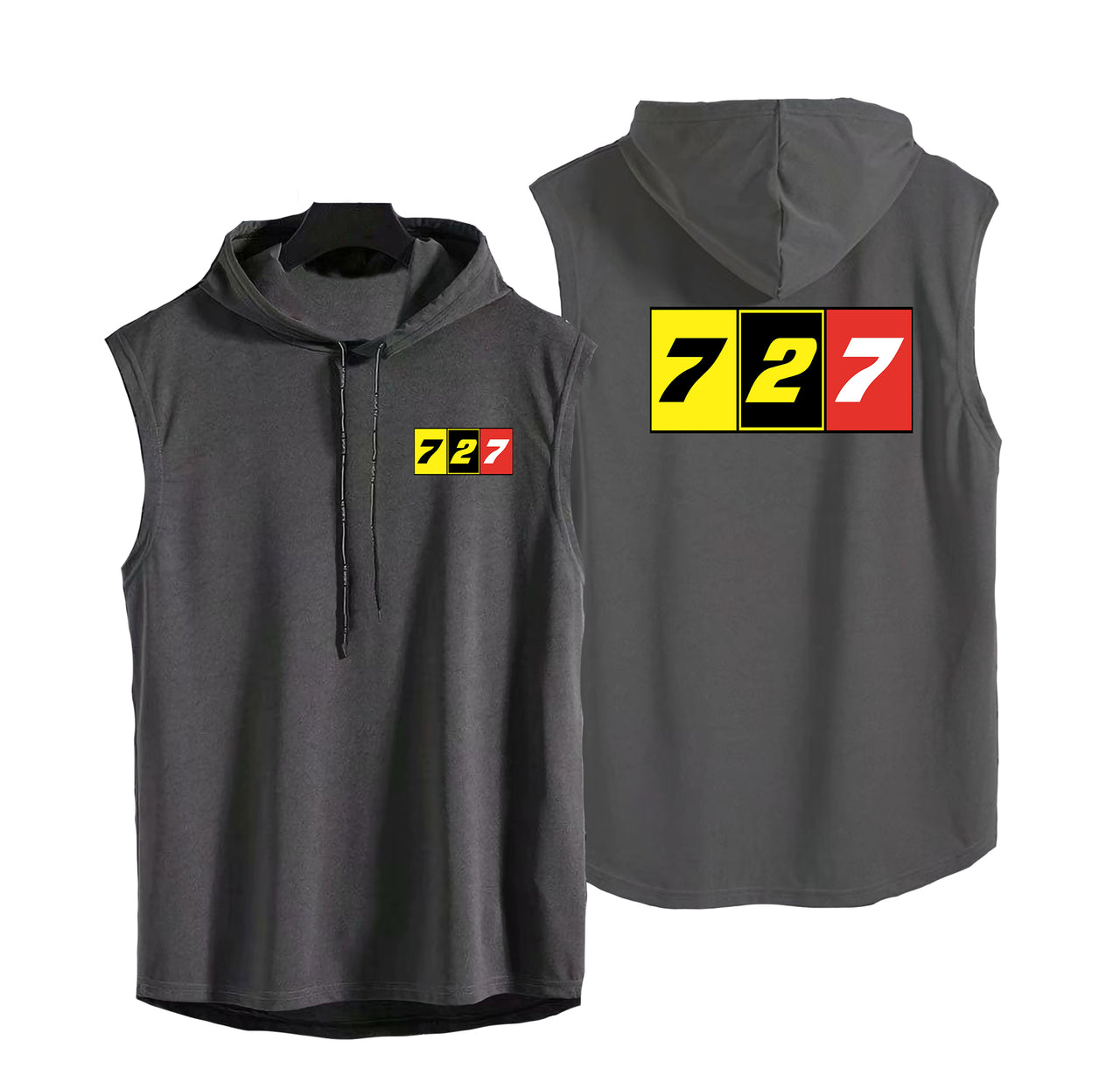 Flat Colourful 727 Designed Hooded Tank Tops