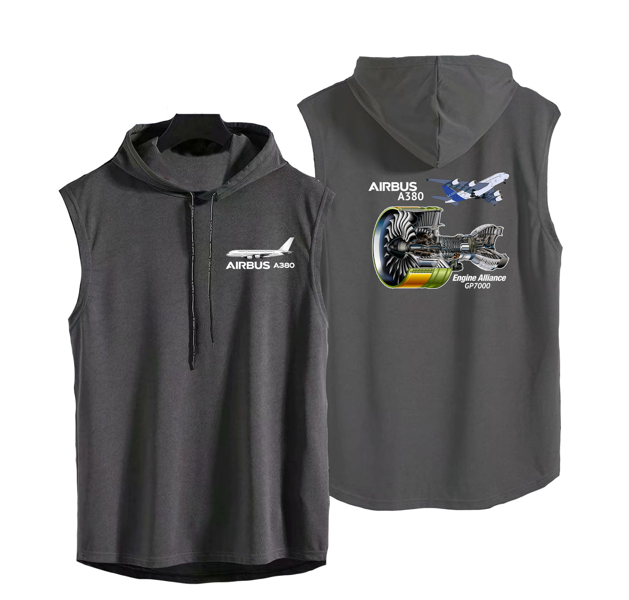 Airbus A380 & GP7000 Engine Designed Hooded Tank Tops