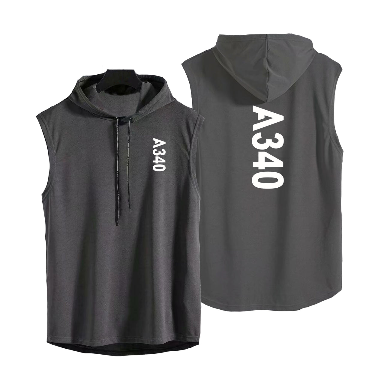 A340 Text Designed Hooded Tank Tops
