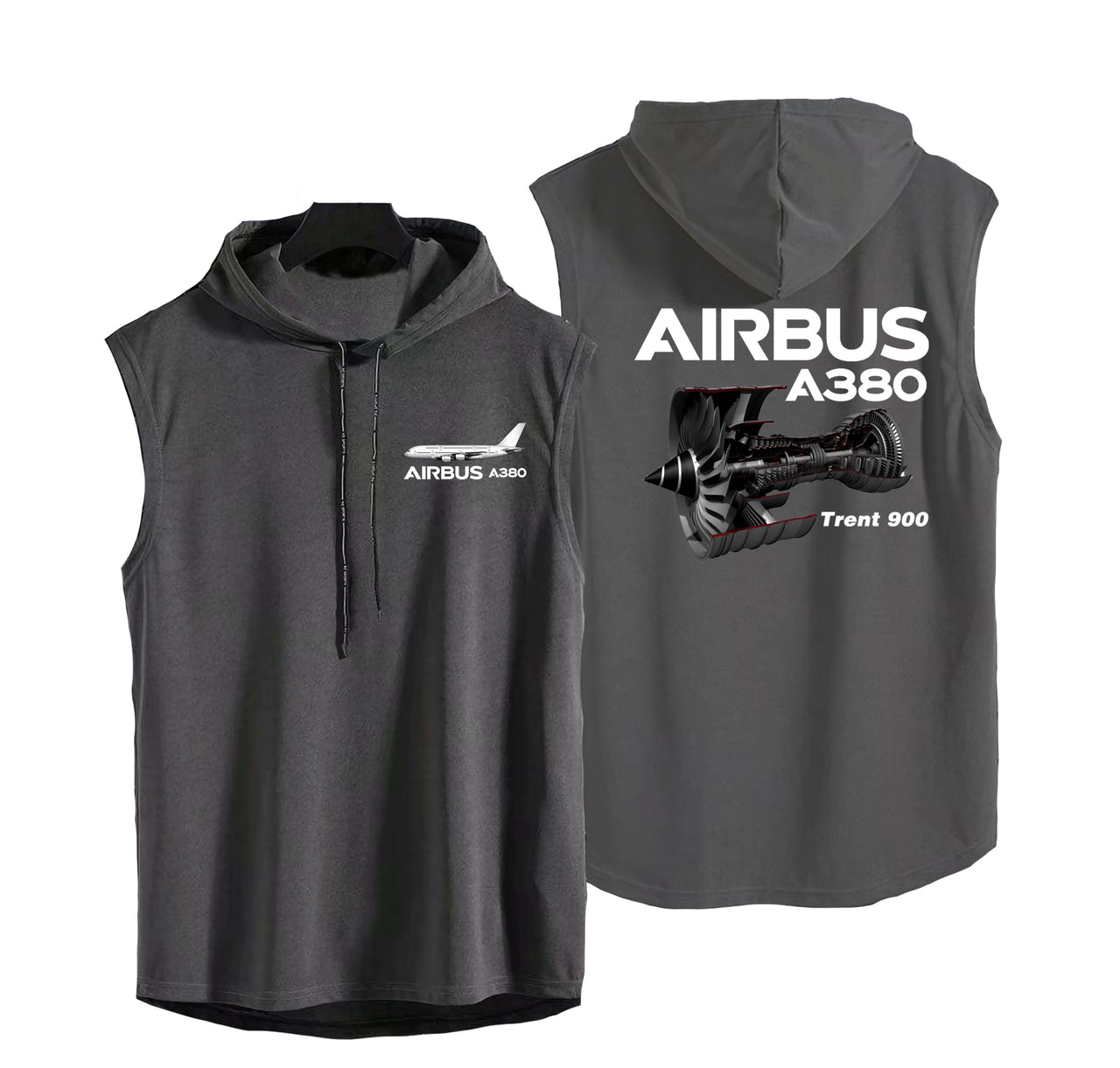Airbus A380 & Trent 900 Engine Designed Hooded Tank Tops