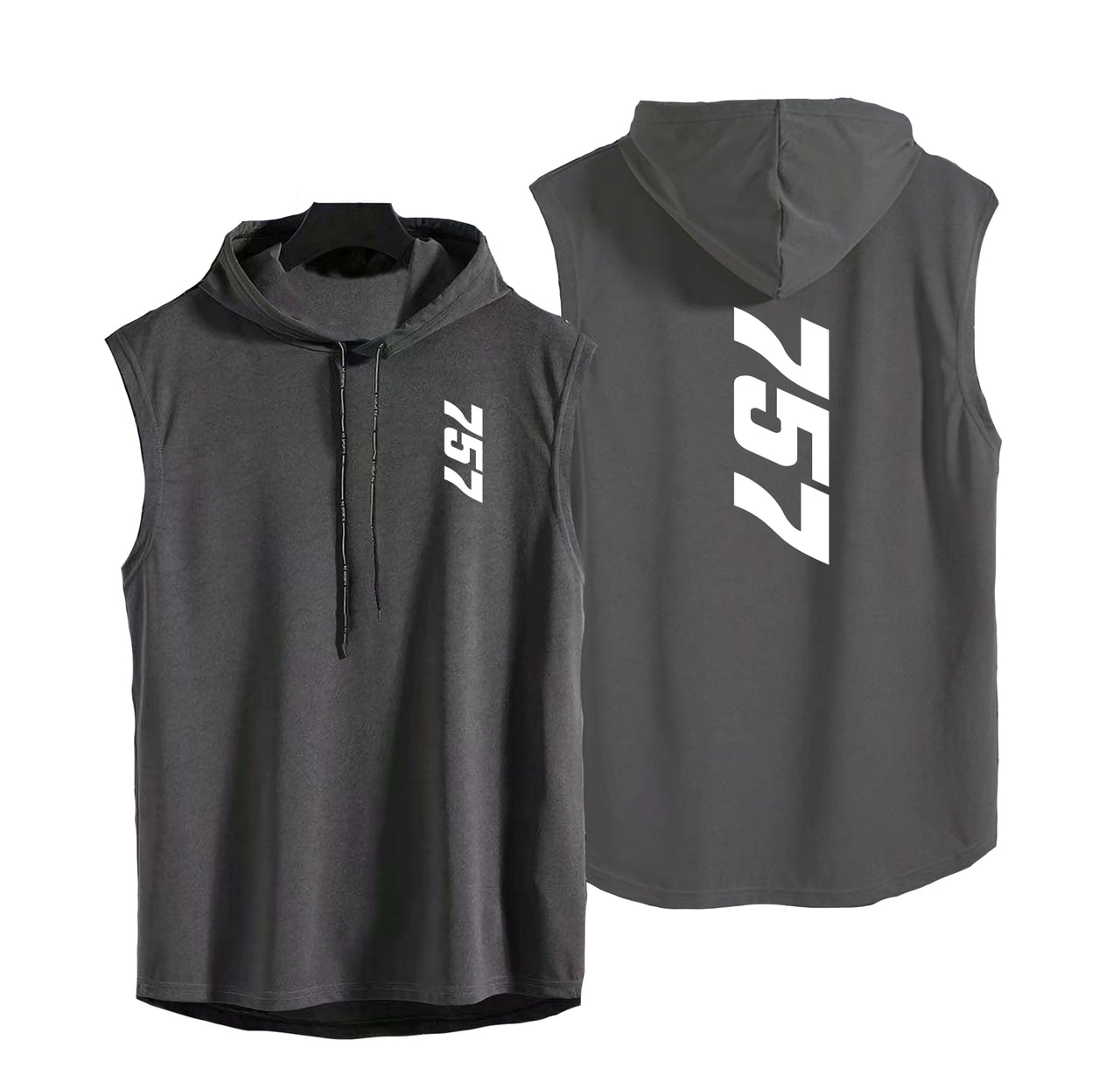 Boeing 757 Text Designed Hooded Tank Tops