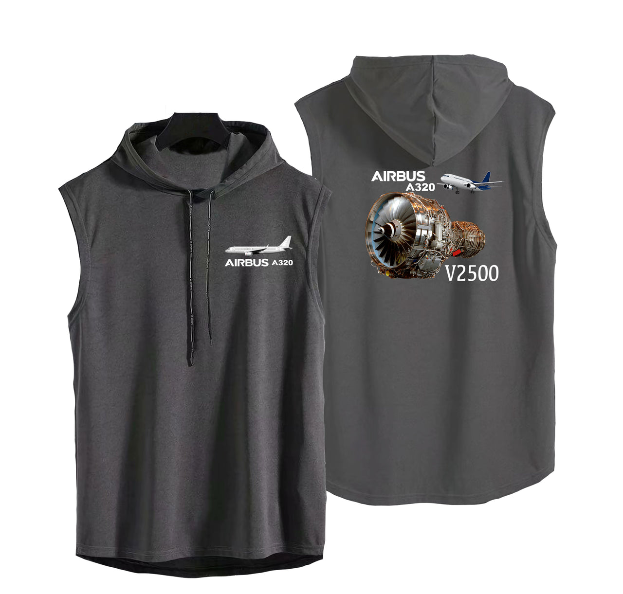 Airbus A320 & V2500 Engine Designed Hooded Tank Tops