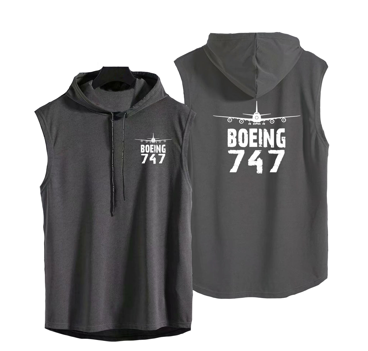 Boeing 747 & Plane Designed Hooded Tank Tops