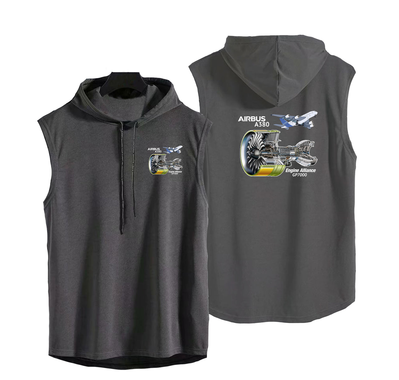 Airbus A380 & GP7000 Engine Designed Hooded Tank Tops