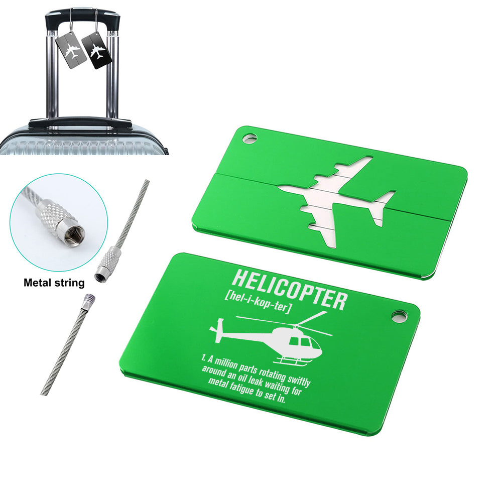 Helicopter [Noun] Designed Aluminum Luggage Tags