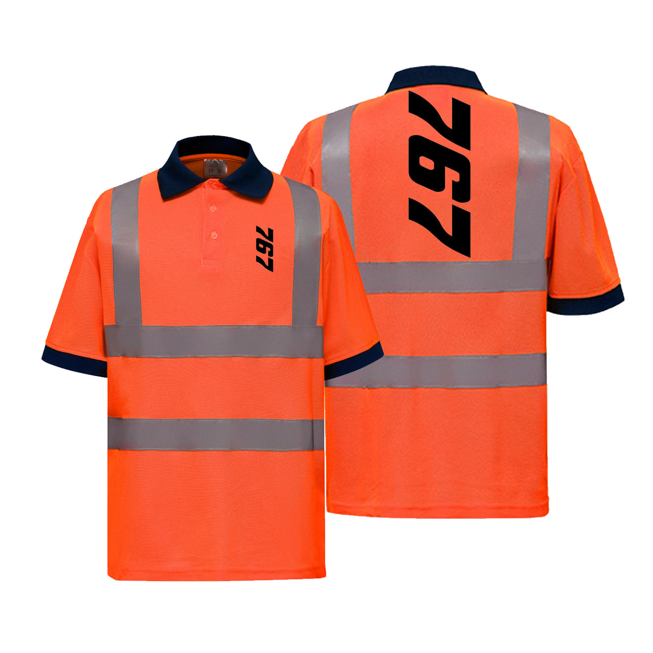 Boeing 767 Text Designed Reflective Polo T-Shirts