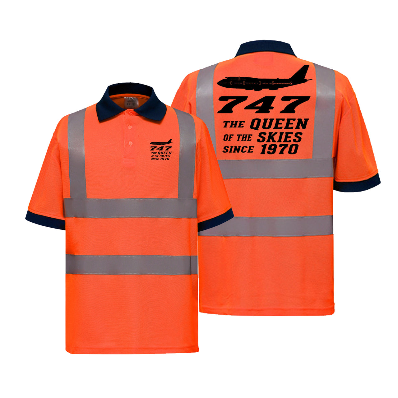 Boeing 747 - Queen of the Skies (2) Designed Reflective Polo T-Shirts