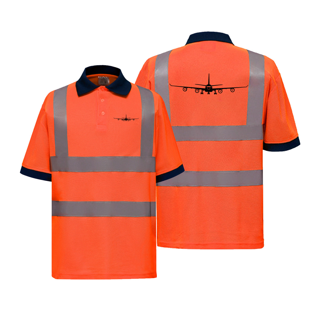 Airbus A340 Silhouette Designed Reflective Polo T-Shirts