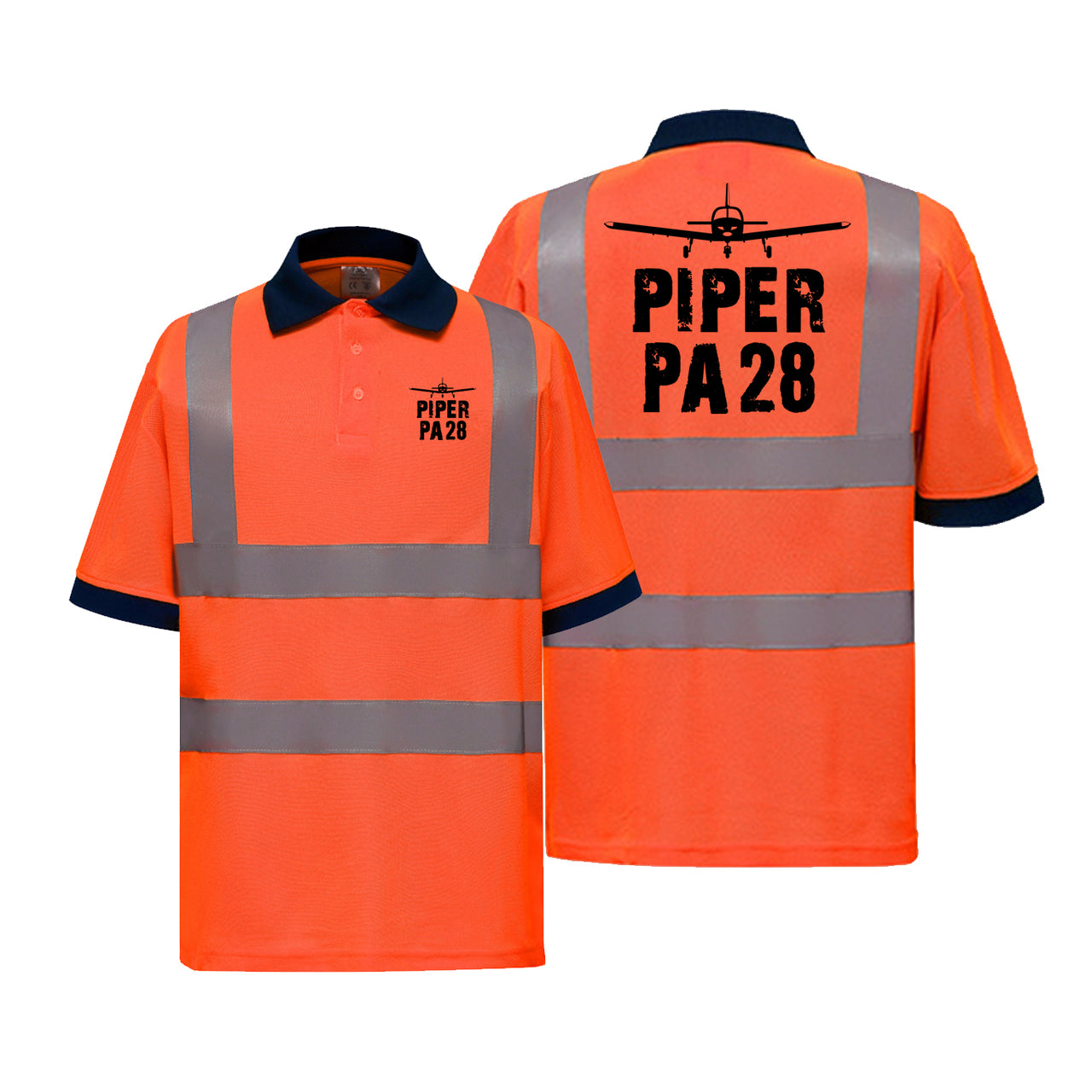 Piper PA28 & Plane Designed Reflective Polo T-Shirts
