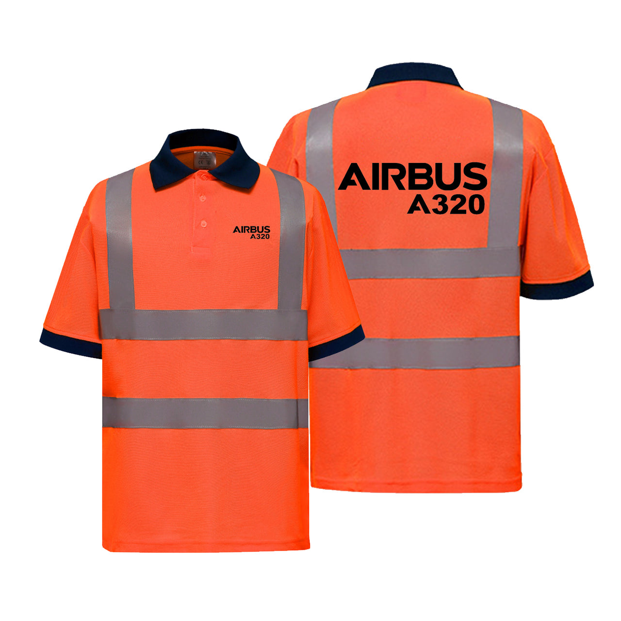 Airbus A320 & Text Designed Reflective Polo T-Shirts