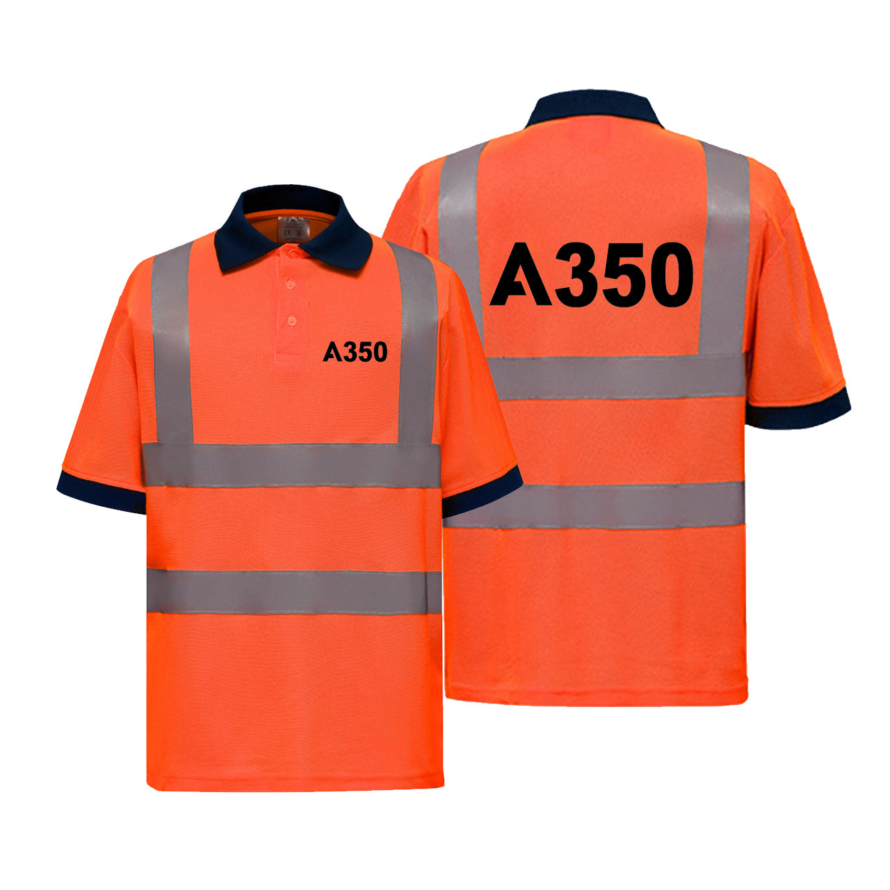 A350 Flat Text Designed Reflective Polo T-Shirts