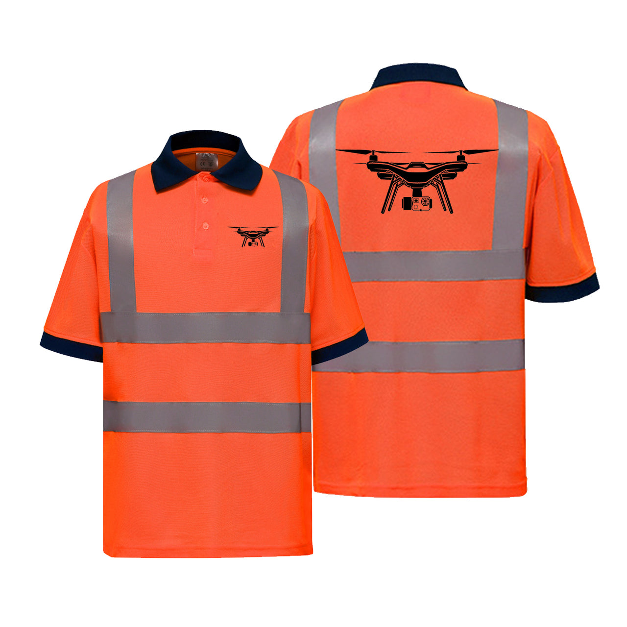 Drone Silhouette Designed Reflective Polo T-Shirts