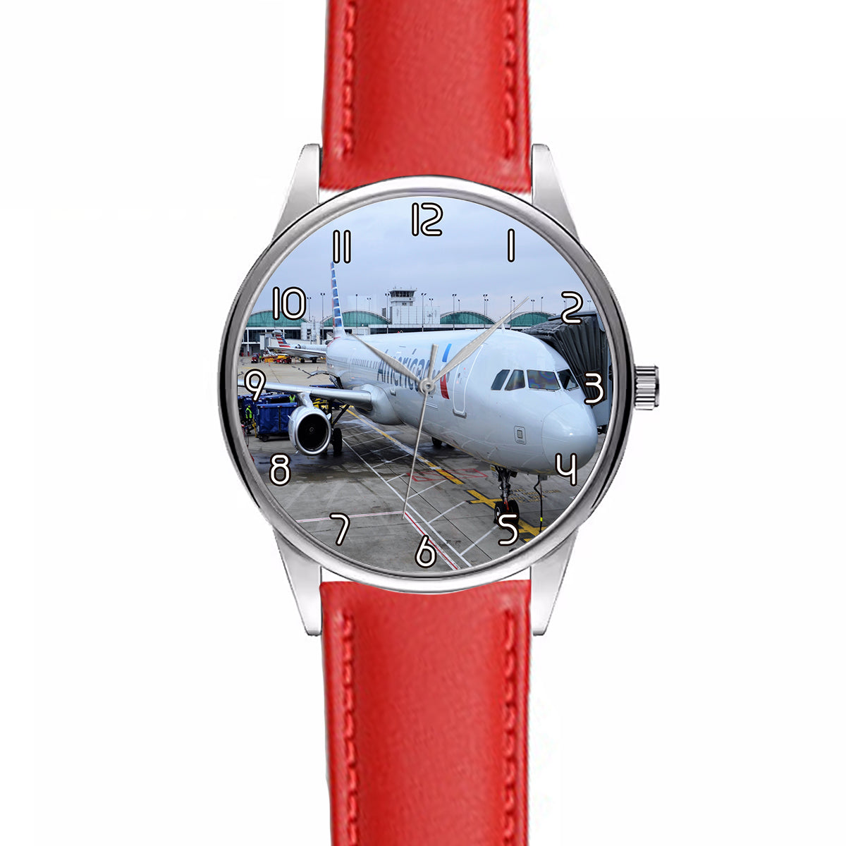 American Airlines A321 Designed Fashion Leather Strap Watches