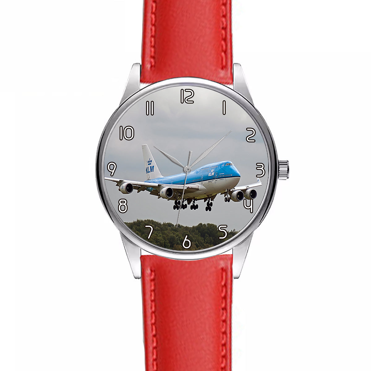 Landing KLM's Boeing 747 Designed Fashion Leather Strap Watches