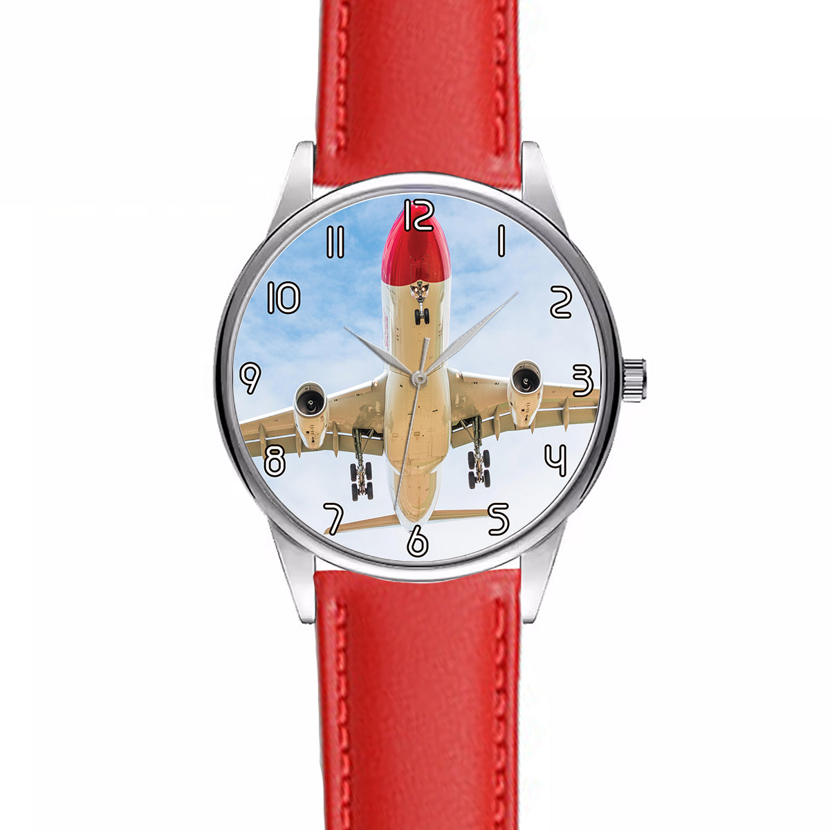 Beautiful Airbus A330 on Approach copy Designed Fashion Leather Strap Watches