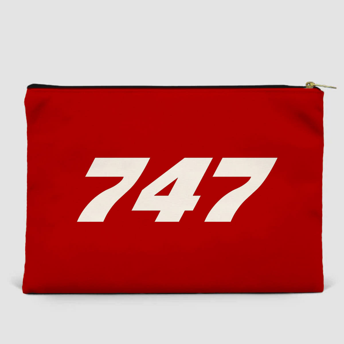 747 Flat Text Designed Zipper Pouch