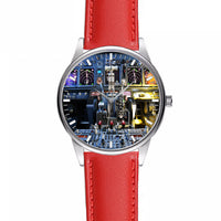 Thumbnail for Boeing 737 Cockpit Designed Fashion Leather Strap Watches