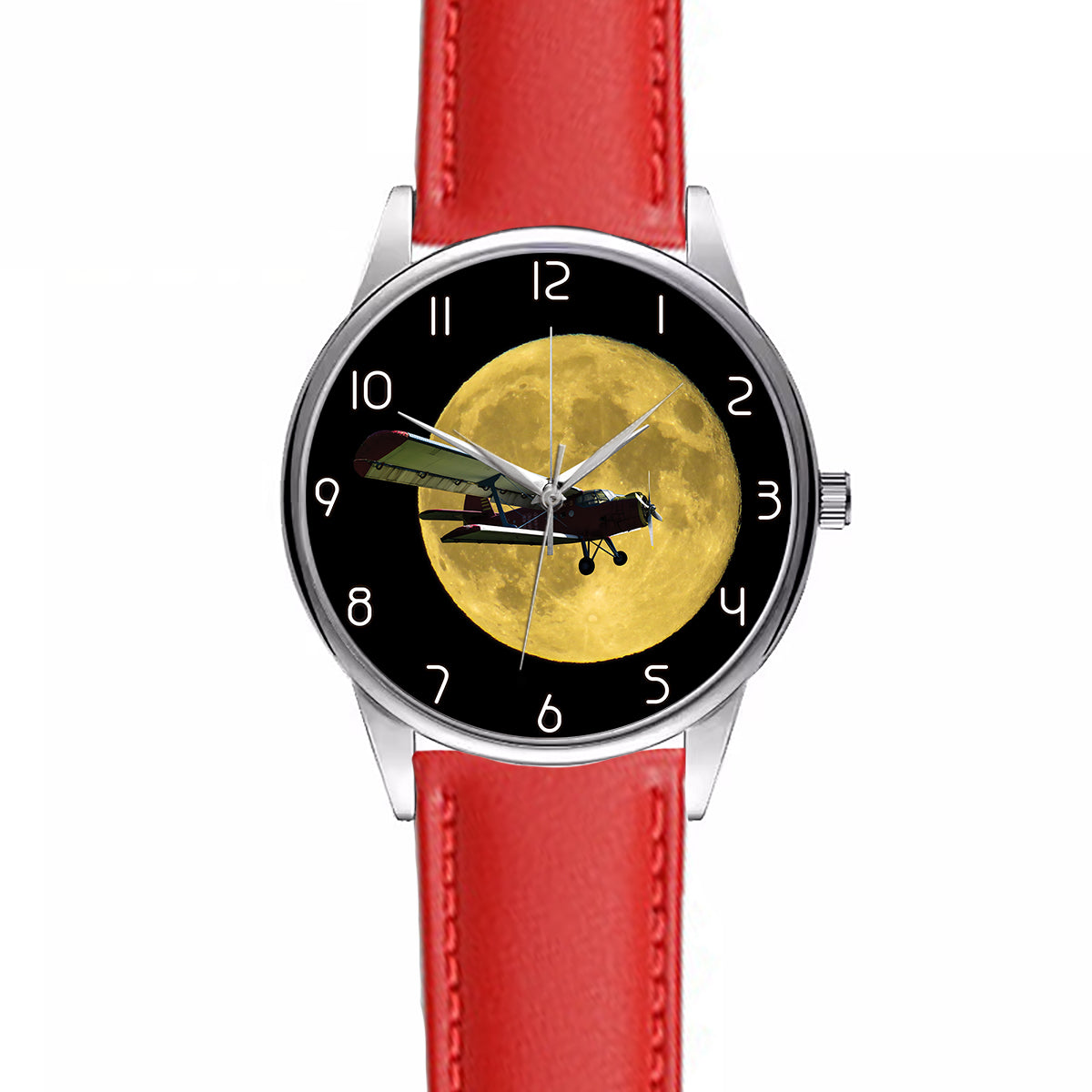 Antonov-2 With Moon Designed Fashion Leather Strap Watches