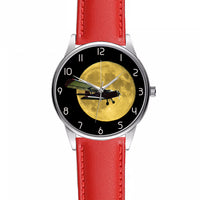 Thumbnail for Antonov-2 With Moon Designed Fashion Leather Strap Watches