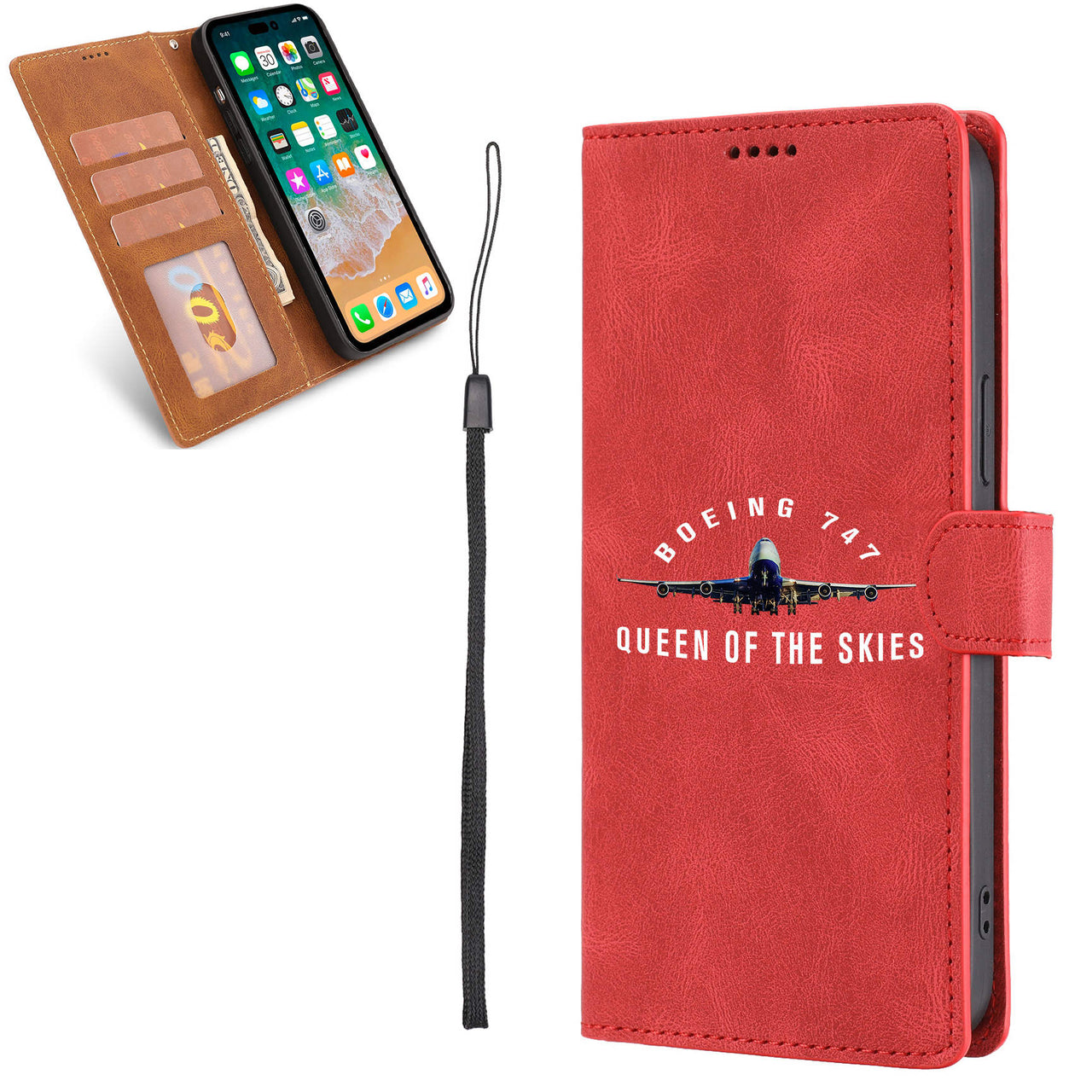 Boeing 747 Queen of the Skies Designed Leather iPhone Cases