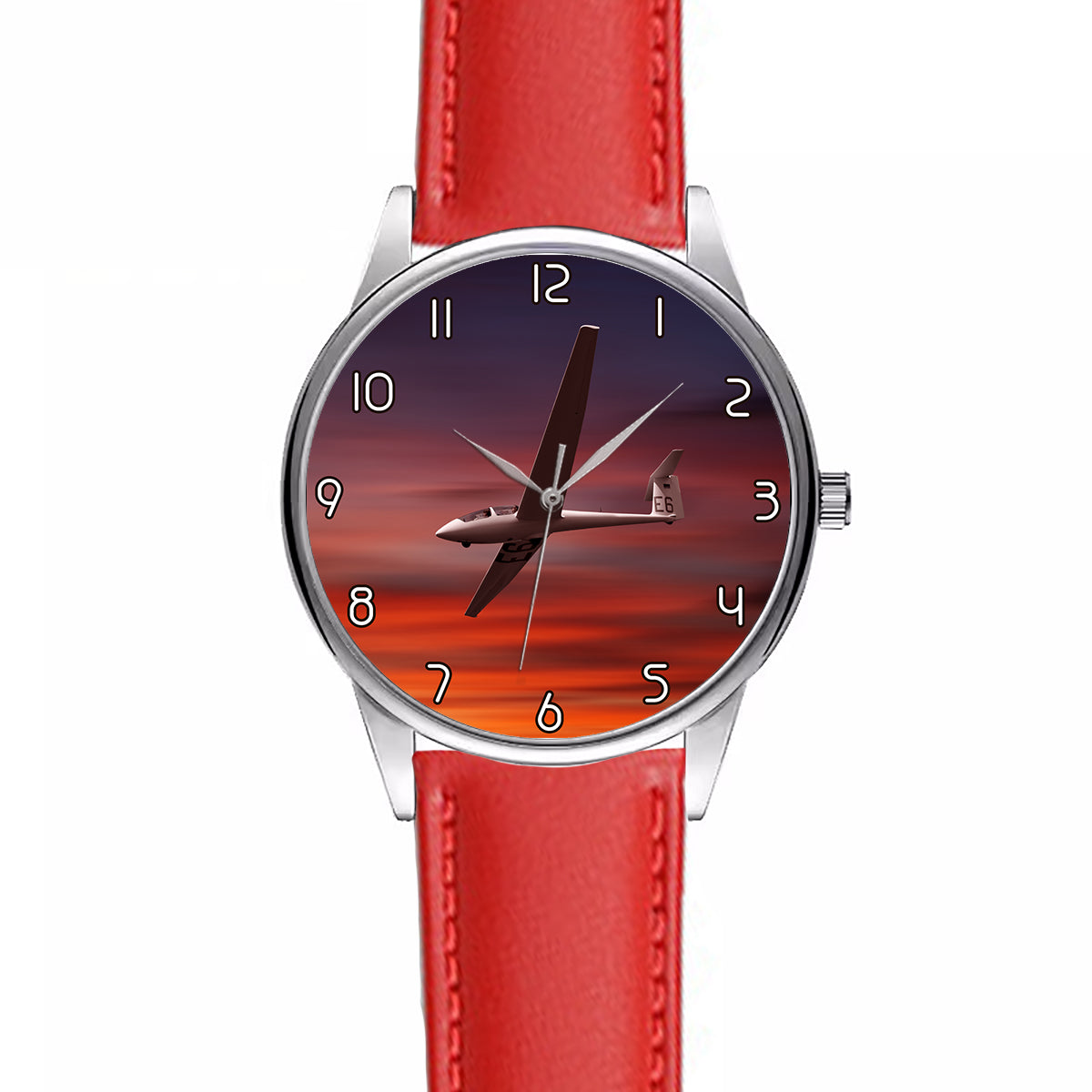 Cruising Glider at Sunset Designed Fashion Leather Strap Watches
