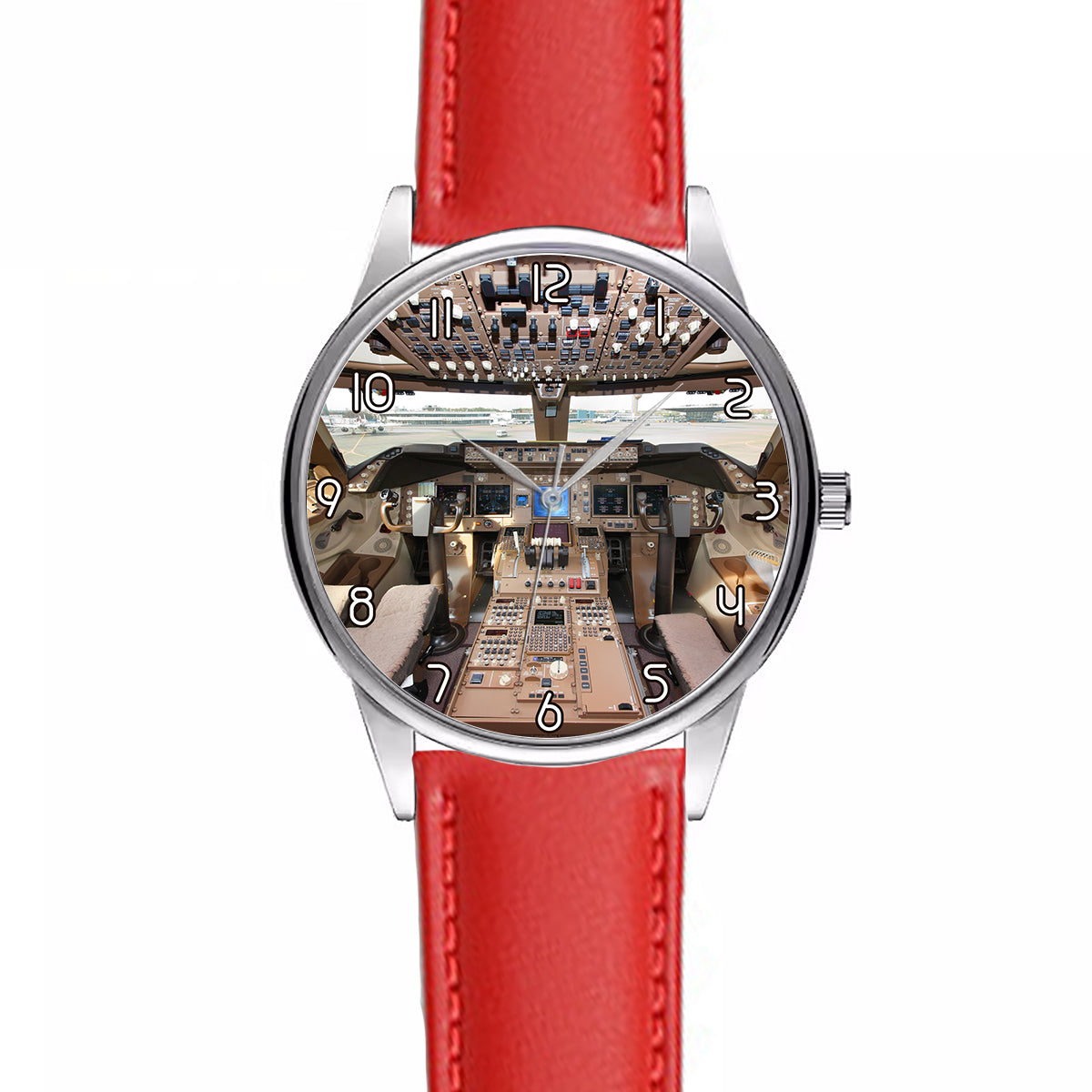 Boeing 747 Cockpit Designed Fashion Leather Strap Watches