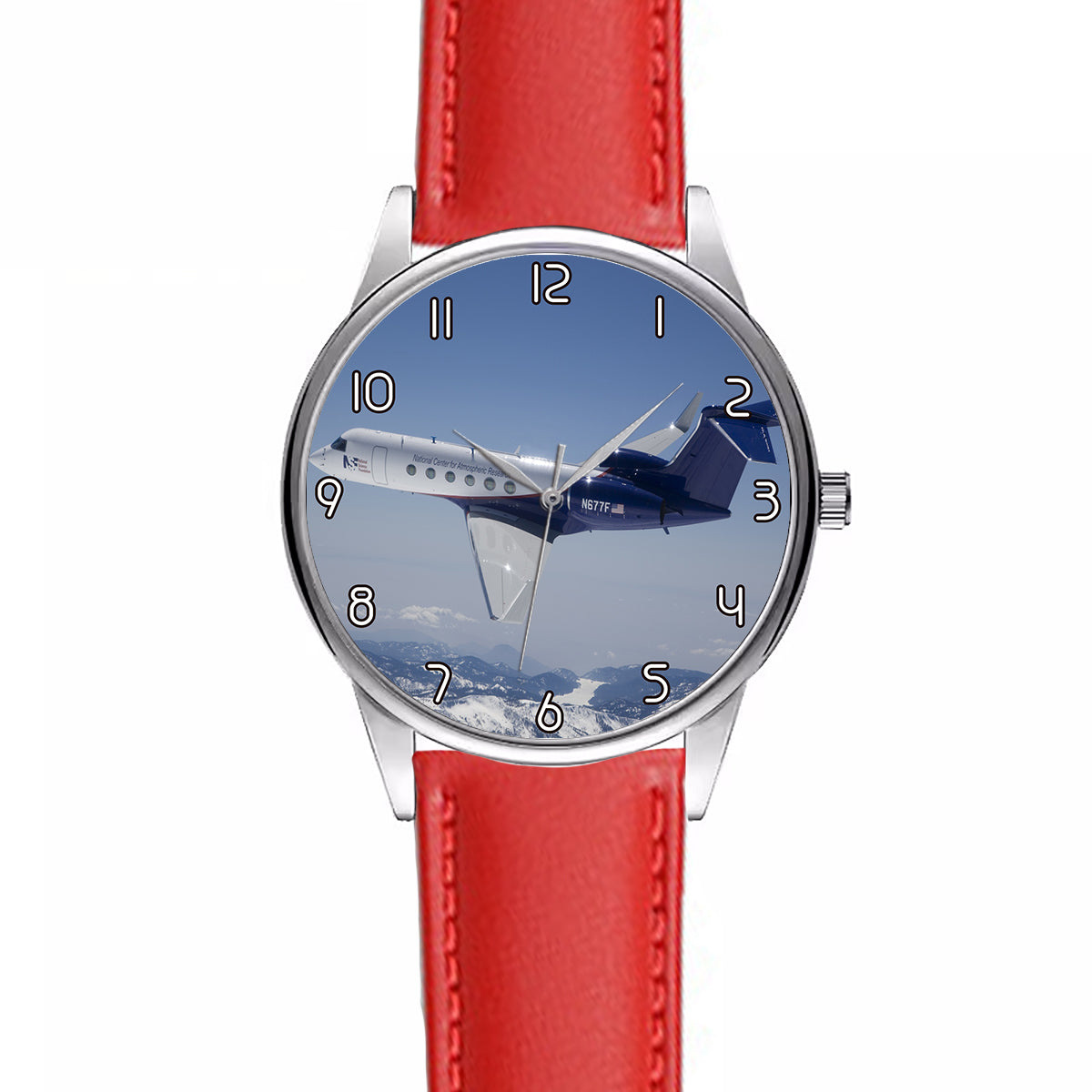 Cruising Gulfstream Jet Designed Fashion Leather Strap Watches