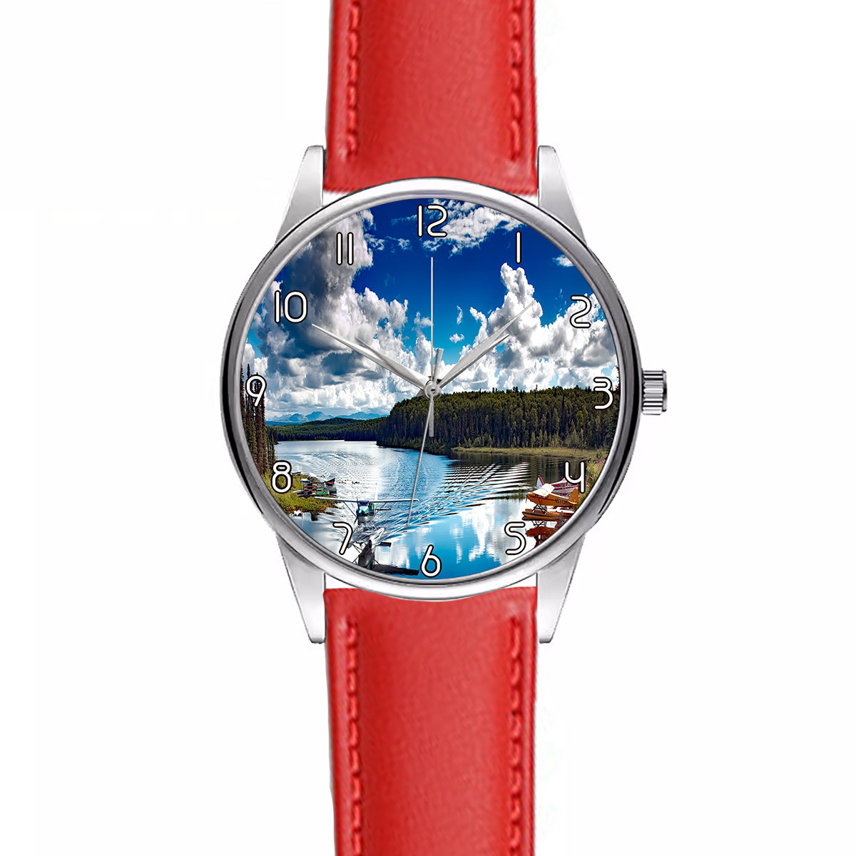 Amazing Scenary & Sea Planes Designed Fashion Leather Strap Watches