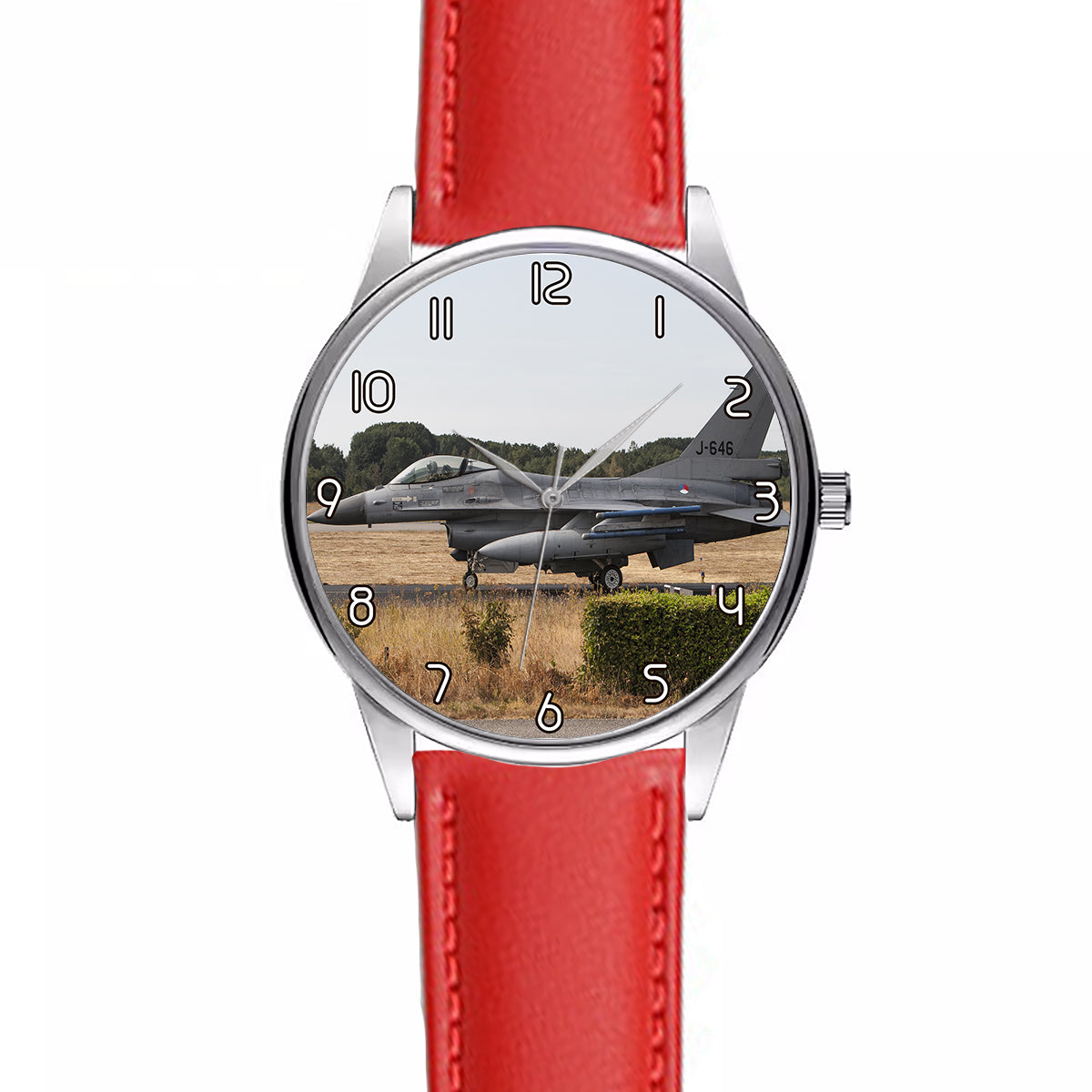 Fighter Jet 16 From Side Designed Fashion Leather Strap Watches