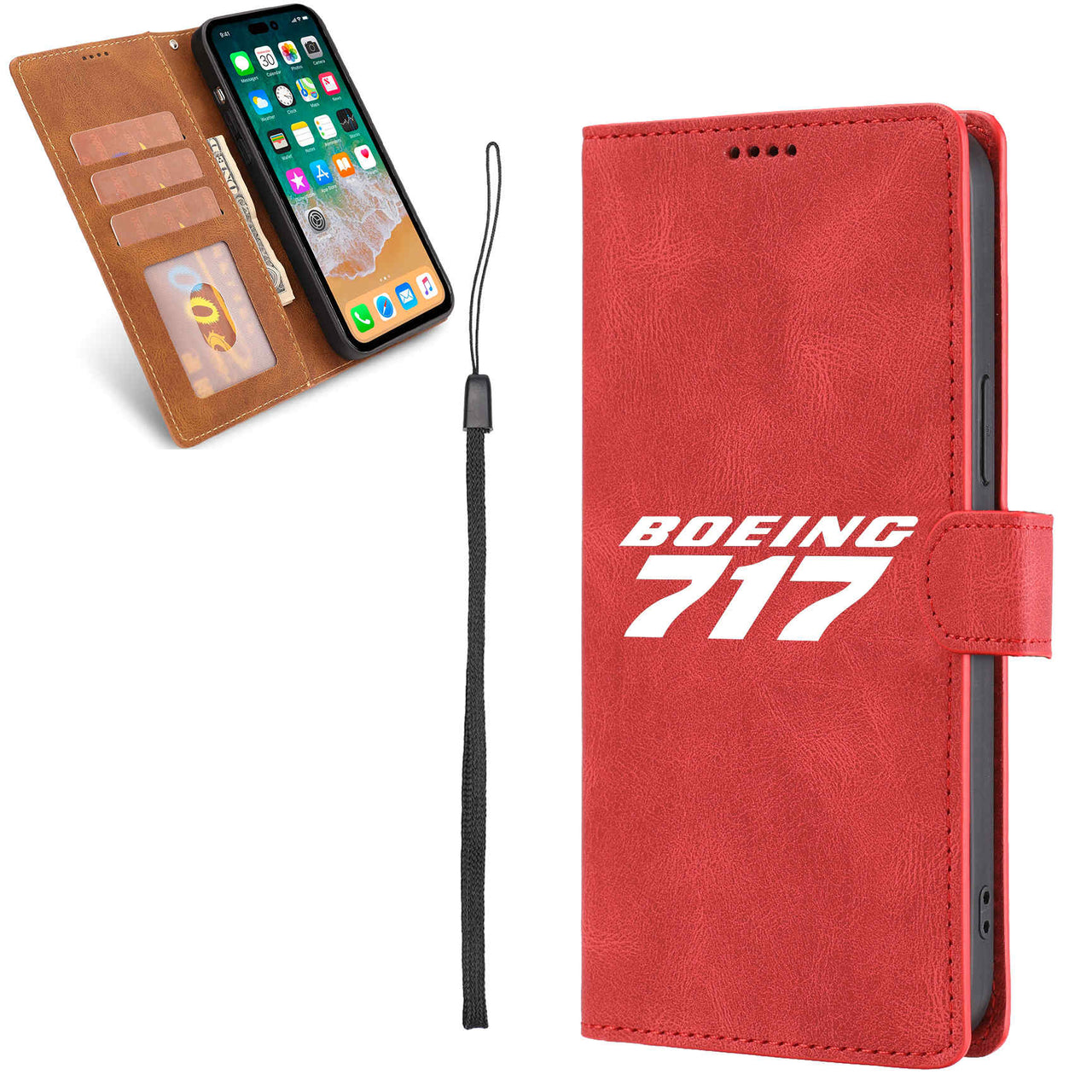 Boeing 717 & Text Designed Leather Samsung S & Note Cases