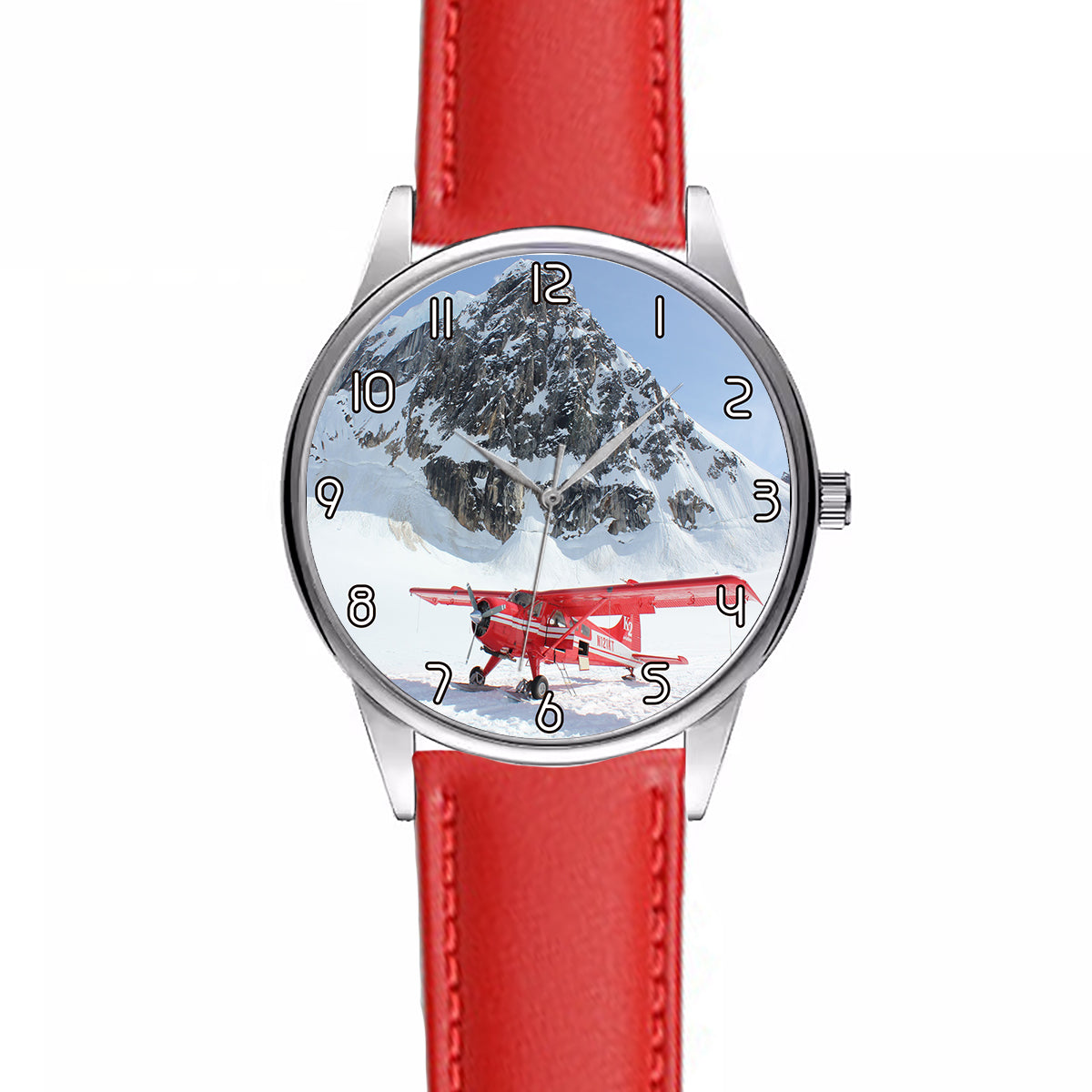 Amazing Snow Airplane Designed Fashion Leather Strap Watches