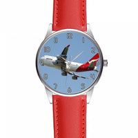 Thumbnail for Departing Qantas Boeing 747 Designed Fashion Leather Strap Watches