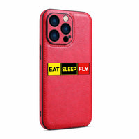 Thumbnail for Eat Sleep Fly (Colourful) Designed Leather iPhone Cases